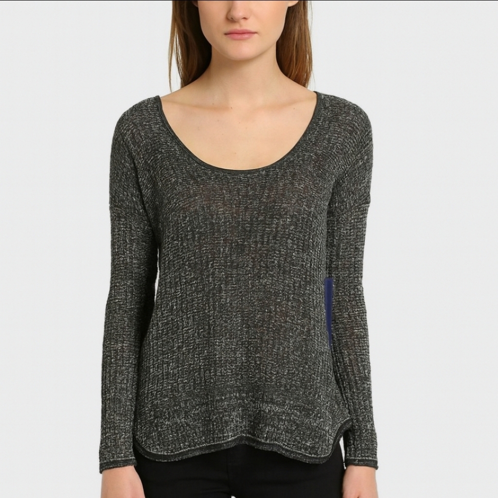 Vera Wang NWT Dark Gray Hi-lo Scoop Neck Sweater Sz M